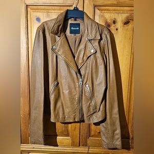 Madewell washed, leather motorcycle jacket.